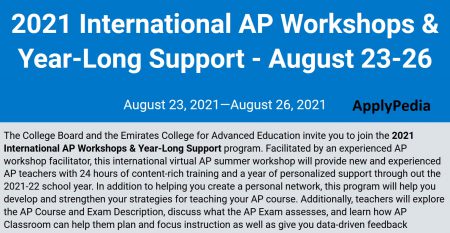 nternational AP Workshops & Year-Long Support The College Board and the Emirates College for Advanced Education